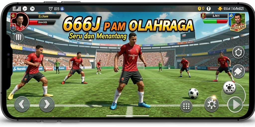 Tampilan dinamis gameplay olahraga dalam 666J.