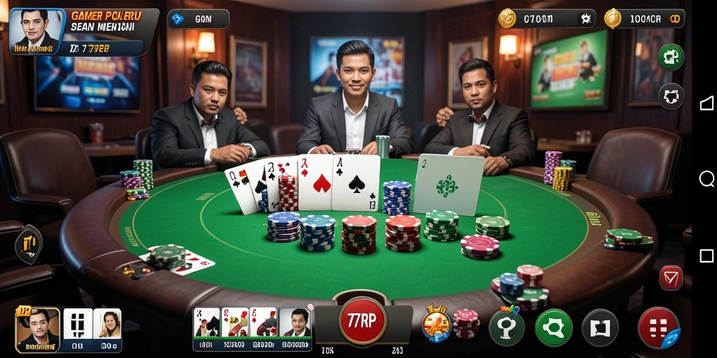 Tampilan menarik gameplay Poker di 77RP.