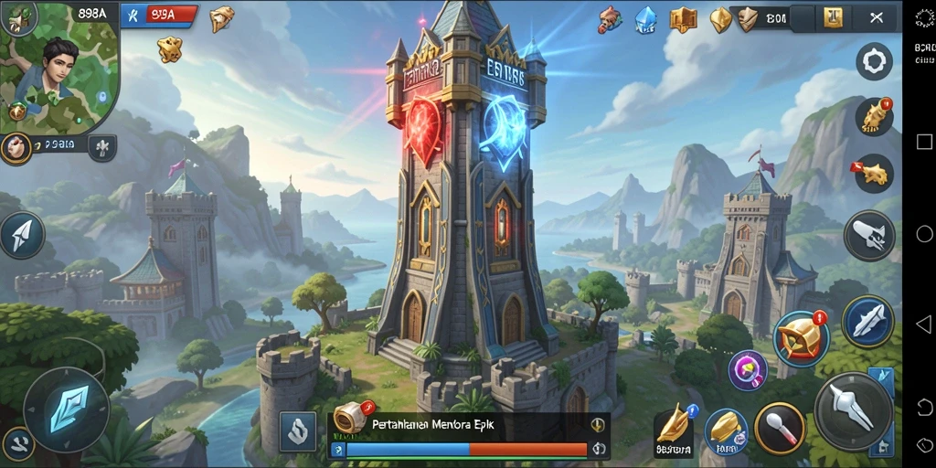 Gameplay menegangkan Tower Defense di 898A dengan berbagai menara.