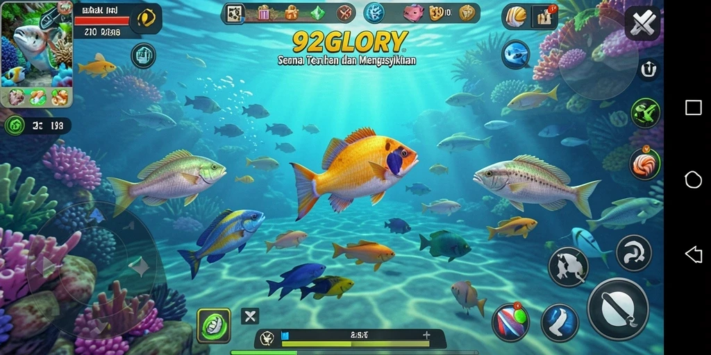 Gameplay menembak ikan yang menarik dalam 92GLORY.