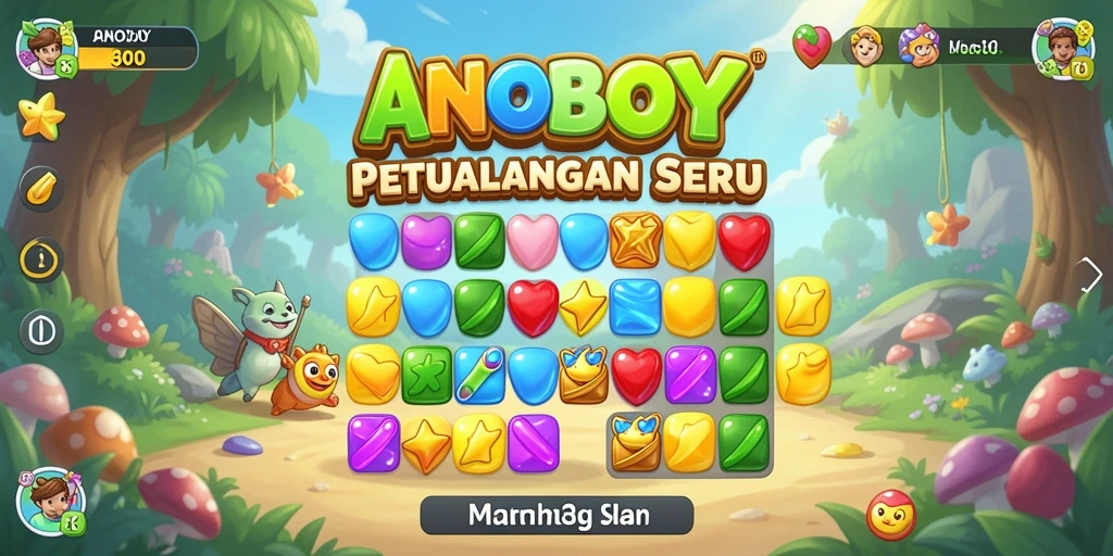 Tangkapan layar utama ANOBOY menampilkan gameplay seru Match-3.