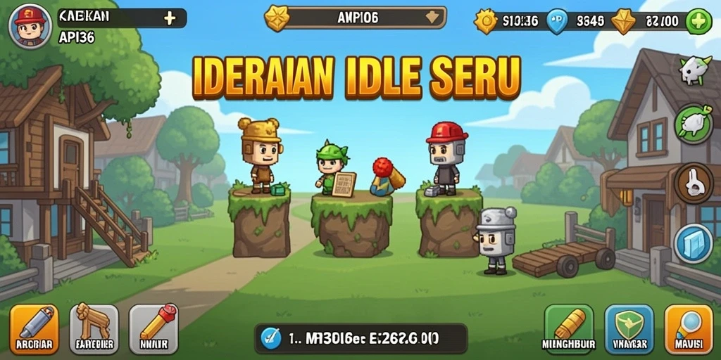 Screenshot utama menunjukkan karakter-karakter unik dalam gameplay Idle yang menarik.
