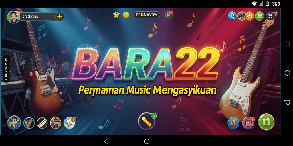 Skrinsut gameplay BARA22 dengan berbagai fitur musik interaktif.
