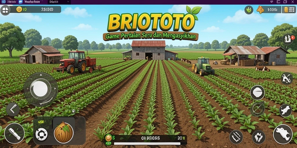 Screenshot BRIOTOTO menampilkan aksi bertani yang seru dan menyenangkan.
