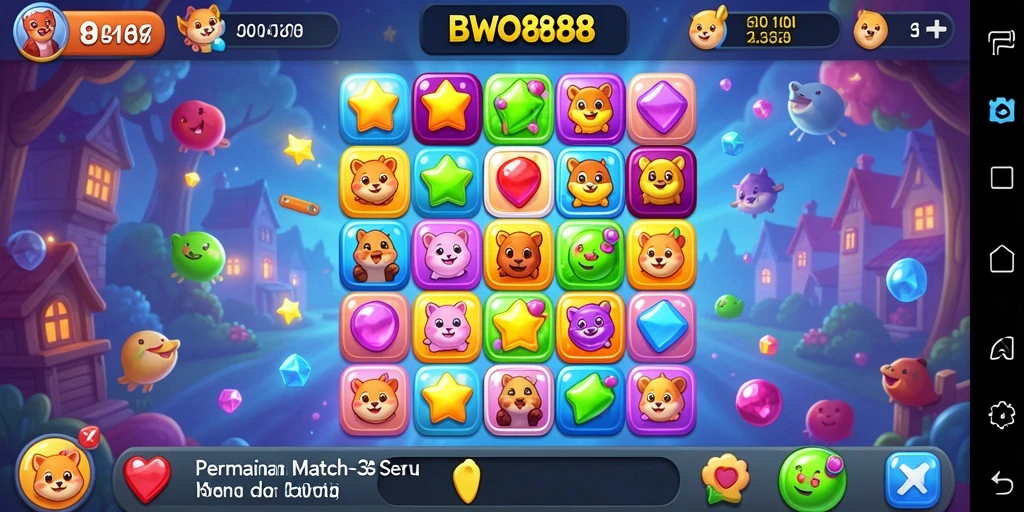 Tangkapan layar gameplay seru dari BWO888 yang menunjukkan pencocokan objek.