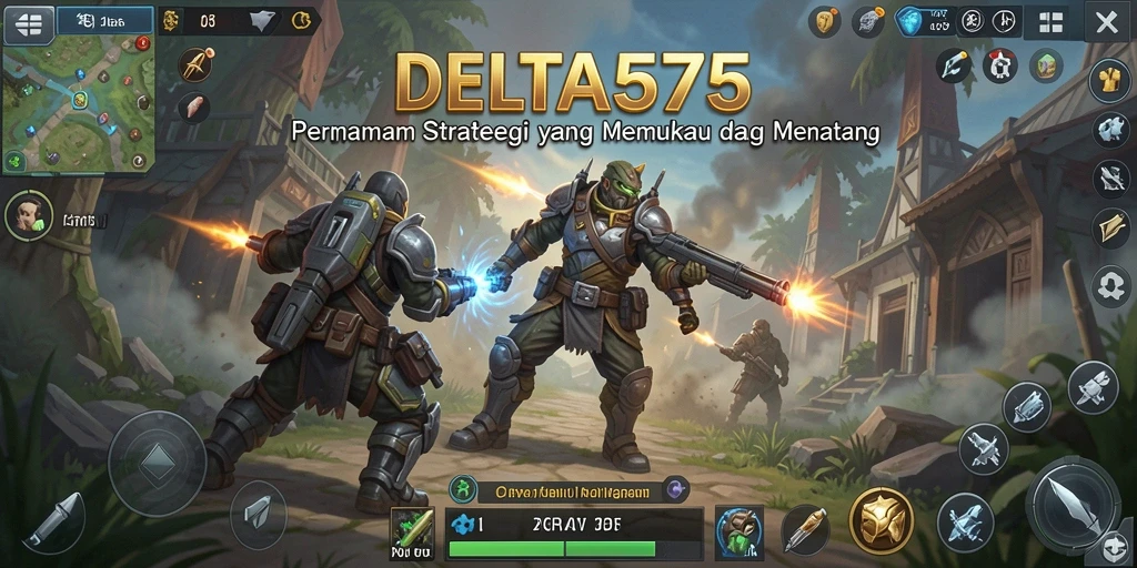 Tangkapan layar utama DELTA575 menampilkan intensitas pertempuran strategi.