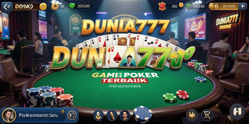 Screenshot gameplay DUNIA777 menunjukkan suasana permainan poker yang seru dan interaktif.