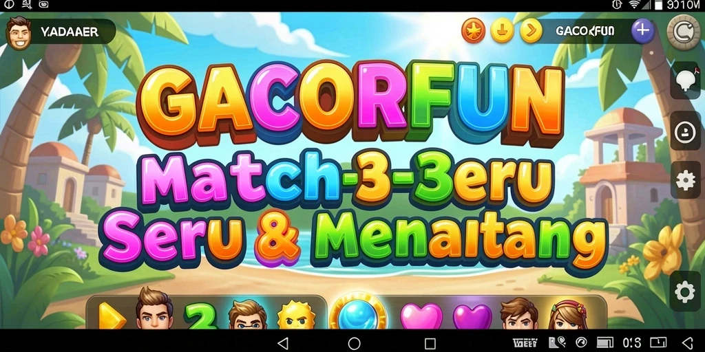 Tampilan gameplay seru GACORFUN dengan berbagai tantangan Match-3.