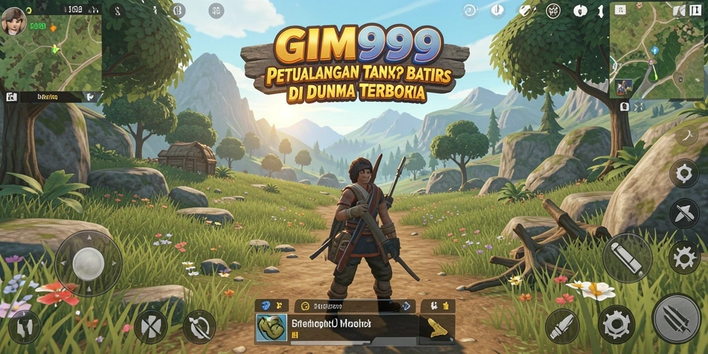 Screenshot GIM999 menampilkan aksi eksplorasi di dunia terbuka yang luas.