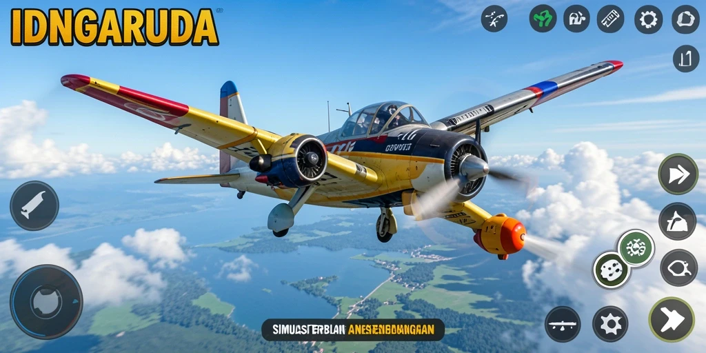 Screenshot gameplay IDNGARUDA yang menampilkan pesawat terbang.