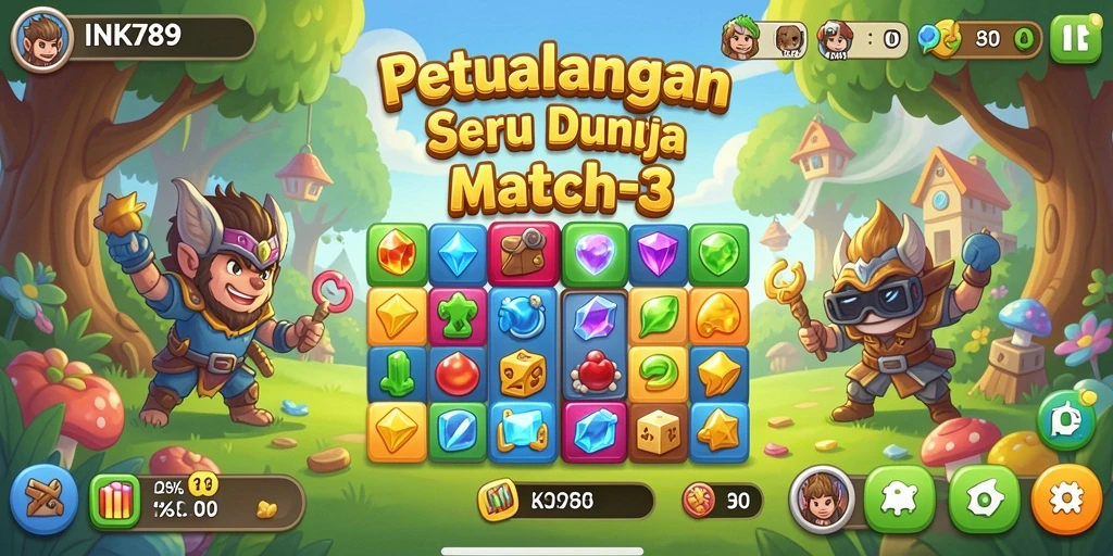Tampilkan gameplay mendebarkan dari INK789 dalam aksi Match-3.