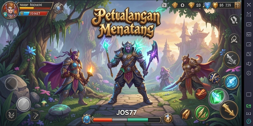 Screenshot utama JOS77 menampilkan aksi pertarungan yang intens.