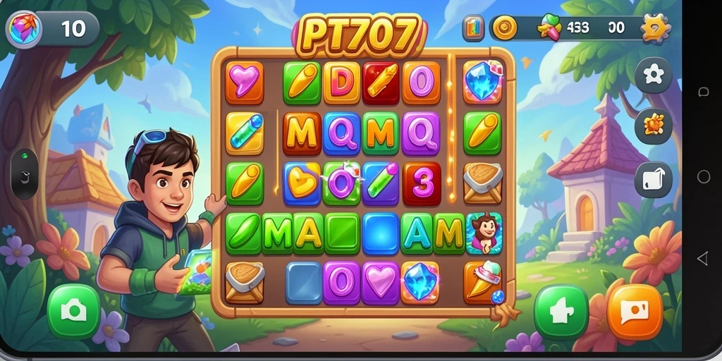Tampilan gameplay seru dan berwarna-warni dari PT707.