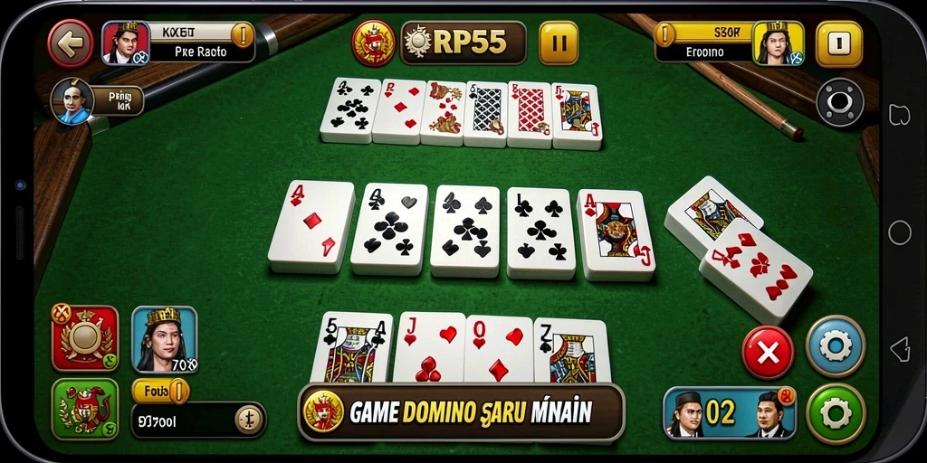 Tampilan gameplay RP55 yang seru dan interaktif dalam bermain Domino.
