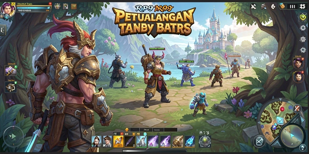 Screenshot gameplay RP99 menampilkan aksi pertempuran seru di dunia MMORPG.