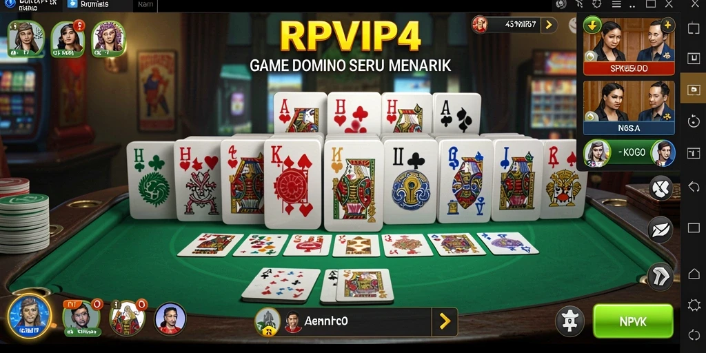 Tampilan gameplay seru RPVIP4 dengan berbagai pilihan mode permainan domino.