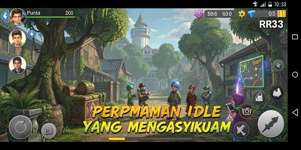 Screenshot gameplay RR33 menunjukkan aksi seru dalam game Idle.