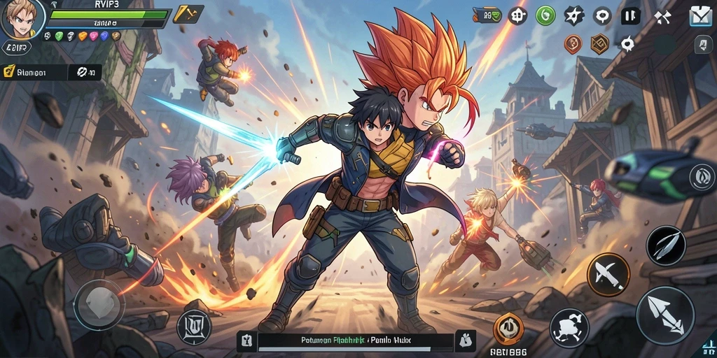 Screenshot gameplay menunjukkan aksi seru karakter Anime dalam RVIP3.