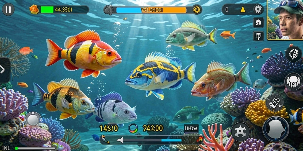 Tampilan gameplay seru saat menangkap ikan di VALOHOKI.
